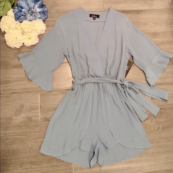 💕Lulus Blue Boho Romper - Picture 2 of 2